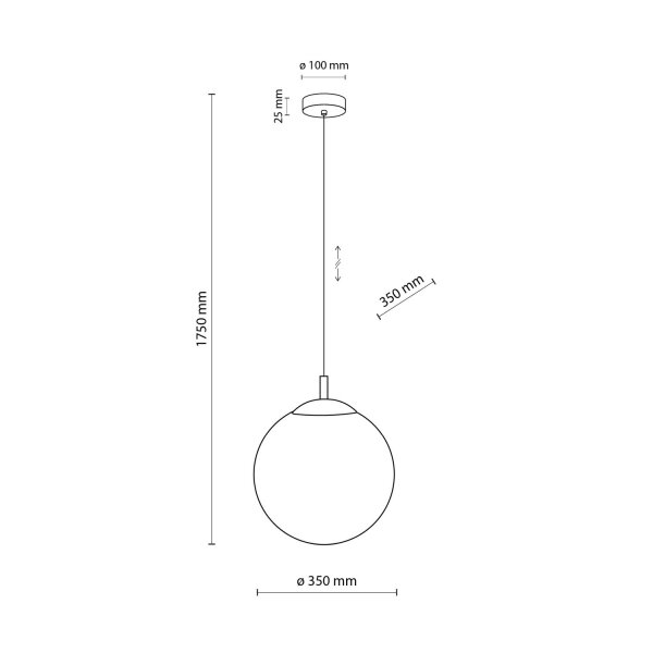 Lampe à suspendre Blanc Noir Ø 35 cm E27 Boule Verre Métal