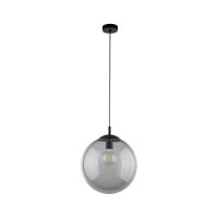 H&auml;ngelampe Rauchglas Metall E27 &Oslash; 35 cm rund Kugelschirm