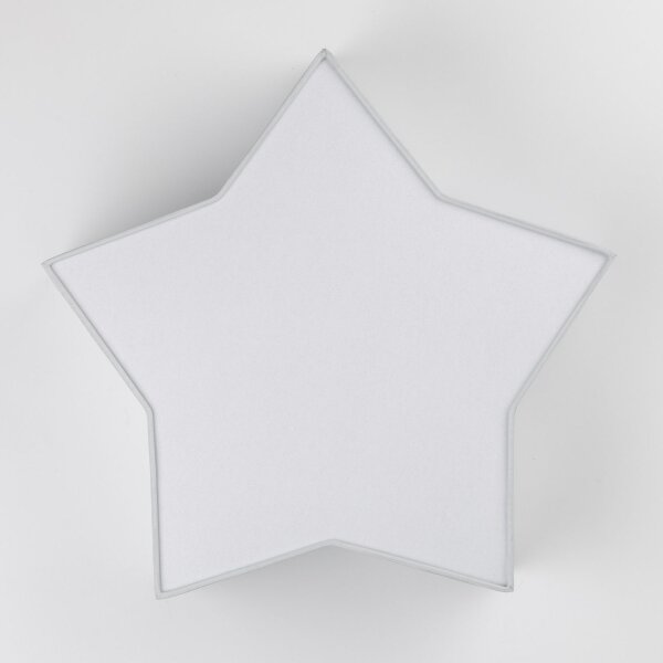 Lampe de plafond chambre denfant étoile L : 45 cm tissu blanc gris 2x E27