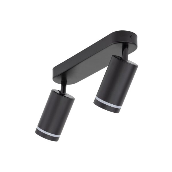 Deckenstrahler Metall 43,5cm lang Schwarz 2-flammig GU10