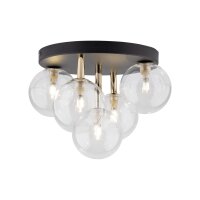 Deckenlampe Glas Metall Ø 35 cm klein Schwarz Gold...