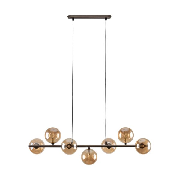 Suspension métal verre fumé L : 90 cm H : max. 153 cm 7x G9