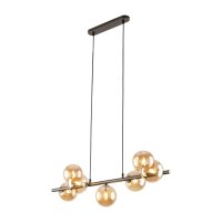 Pendelleuchte Metall Rauchglas L: 90 cm H: max. 153 cm 7x G9