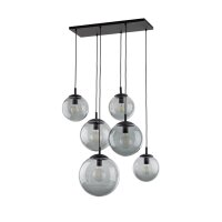 H&auml;ngelampe Rauchglas L: 77 cm H: max. 140 cm 6x E27