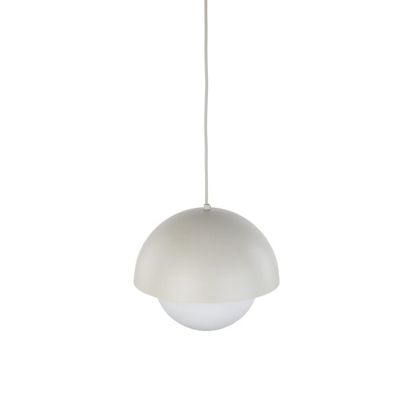 Hängelampe Metall Glas D: 27cm H: max. 160cm Beige Weiß E27