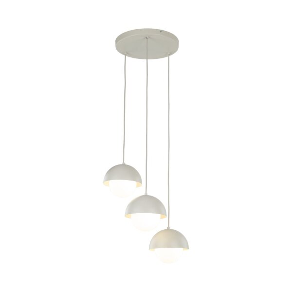 Lampe à suspendre 3 flammes métal verre G9 beige blanc DEVIN