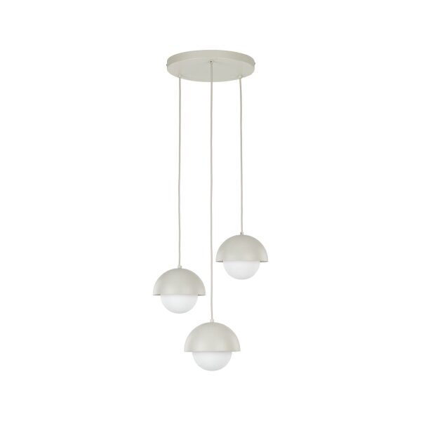 Lampe à suspendre 3 flammes métal verre G9 beige blanc DEVIN