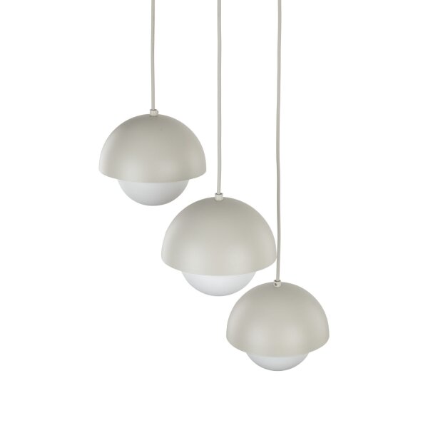 Lampe à suspendre 3 flammes métal verre G9 beige blanc DEVIN