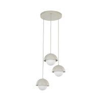 H&auml;ngeleuchte 3-flammig Metall Glas G9 Beige Wei&szlig; DEVIN