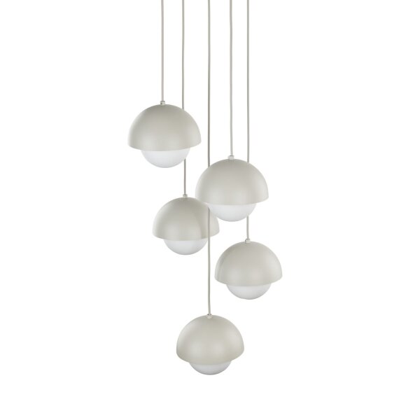 Lampe à suspendre métal verre G9 H : max. 1,4 m Beige Blanc 5 flammes