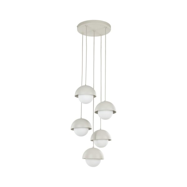 Lampe à suspendre métal verre G9 H : max. 1,4 m Beige Blanc 5 flammes