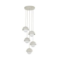 H&auml;ngelampe Metall Glas G9 H: max. 1,4 m Beige Wei&szlig; 5-flammig