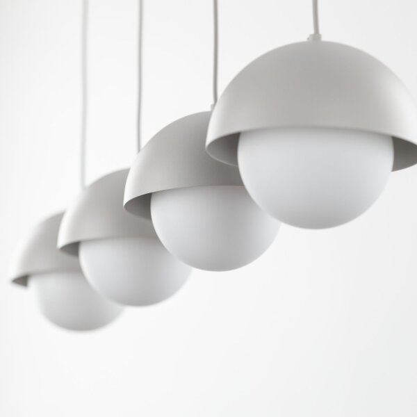 Hängeleuchte länglich 80cm Beige Weiß 4-flammig G9 Glas Metall