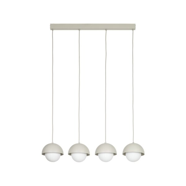 Hängeleuchte länglich 80cm Beige Weiß 4-flammig G9 Glas Metall