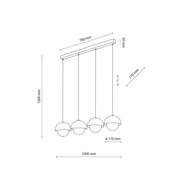Hängeleuchte länglich 80cm Beige Weiß 4-flammig G9 Glas Metall