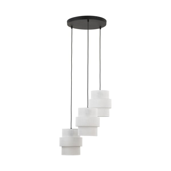 Lampe à suspendre tissu blanc noir réglable E27 3-flamme