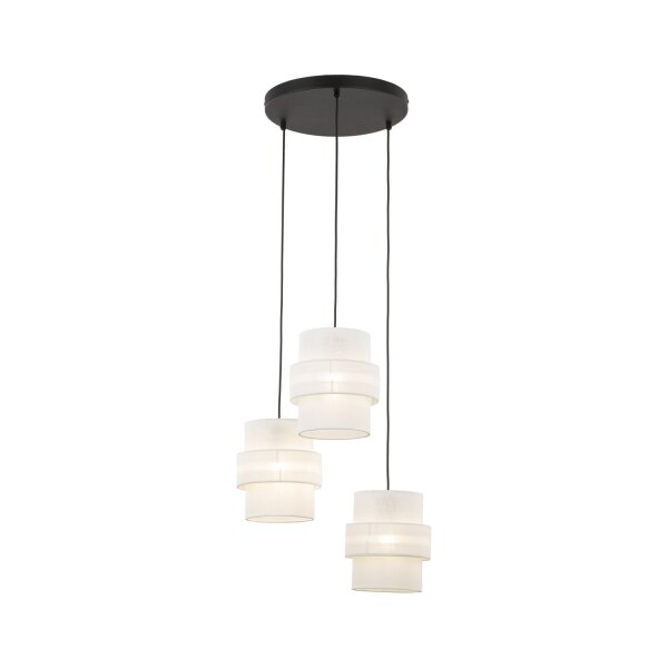 Lampe à suspendre tissu blanc noir réglable E27 3-flamme