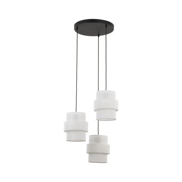Lampe à suspendre tissu blanc noir réglable E27 3-flamme