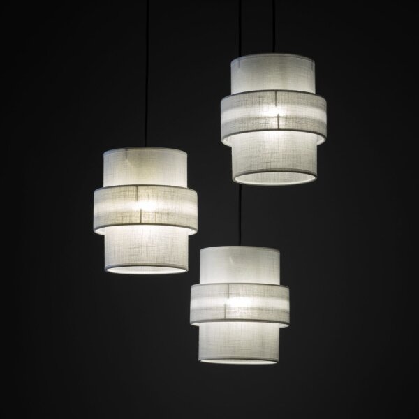 Lampe à suspendre tissu blanc noir réglable E27 3-flamme