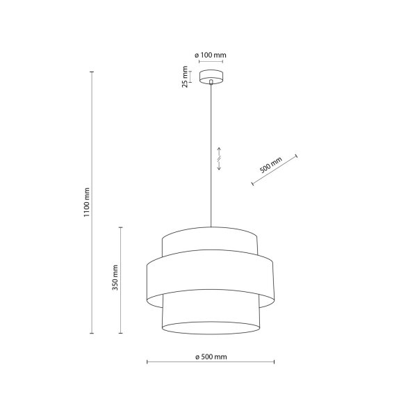 Pendelleuchte Stoff Weiß Ø 50 cm H: max. 160 cm 3x E27