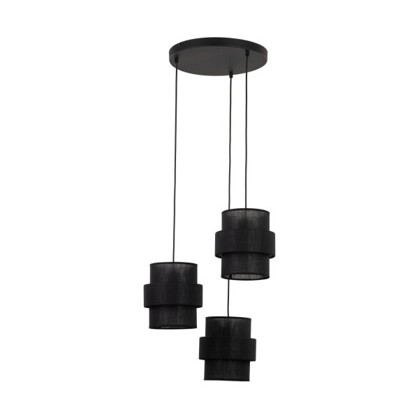Suspension 3 flammes noir tissu métal E27 orientable