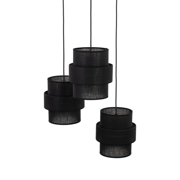 Suspension 3 flammes noir tissu métal E27 orientable