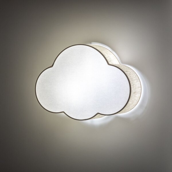 Chambre denfant Lampe nuage Beige Blanc Lin L : 43 cm 2x E27