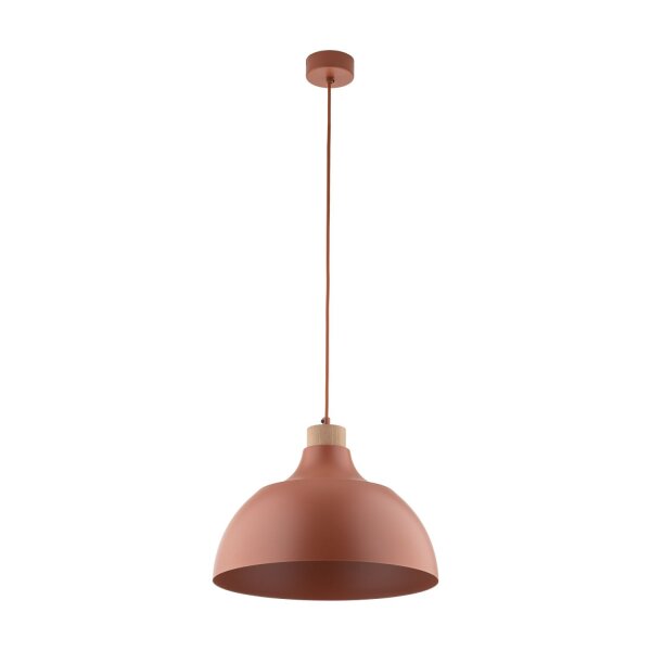 Lampe à suspendre métal bois Ø 34 cm rond H : max. 170 cm rouge E27