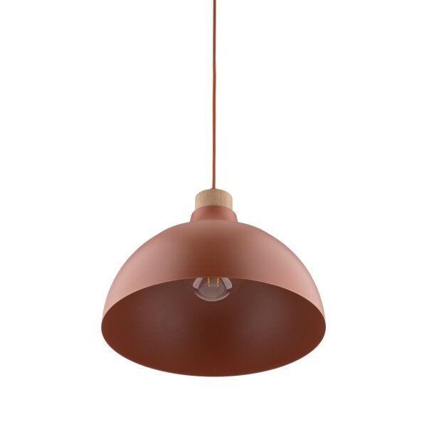 Lampe à suspendre métal bois Ø 34 cm rond H : max. 170 cm rouge E27