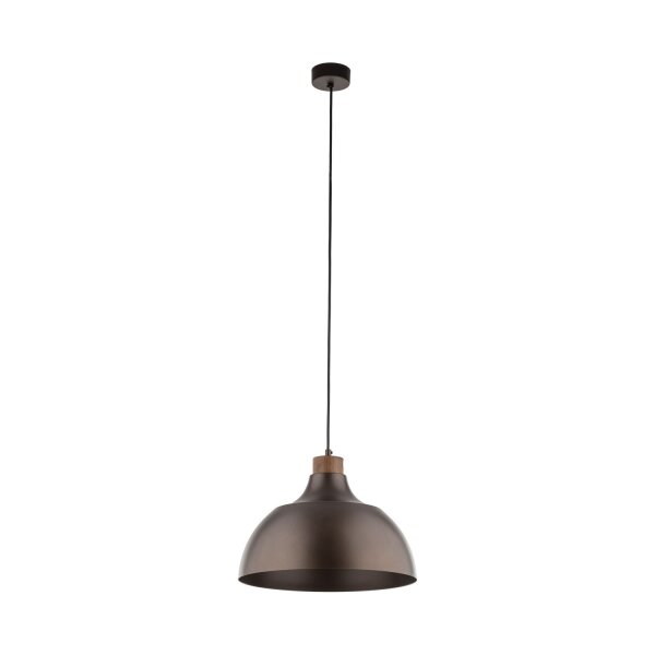 Suspension Marron Métal Bois D : 34 cm rond E27 Retro