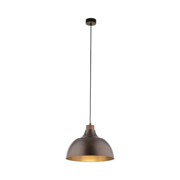 Suspension Marron Métal Bois D : 34 cm rond E27 Retro
