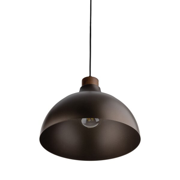 Suspension Marron Métal Bois D : 34 cm rond E27 Retro