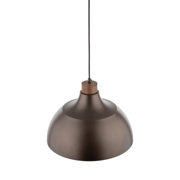 Suspension Marron Métal Bois D : 34 cm rond E27 Retro