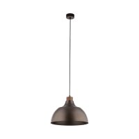 Suspension Marron M&eacute;tal Bois D : 34 cm rond E27 Retro