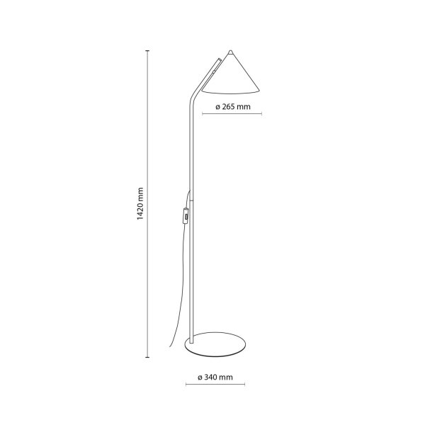 Lampadaire Noir Métal 145 cm petit E27 Rétro CODY