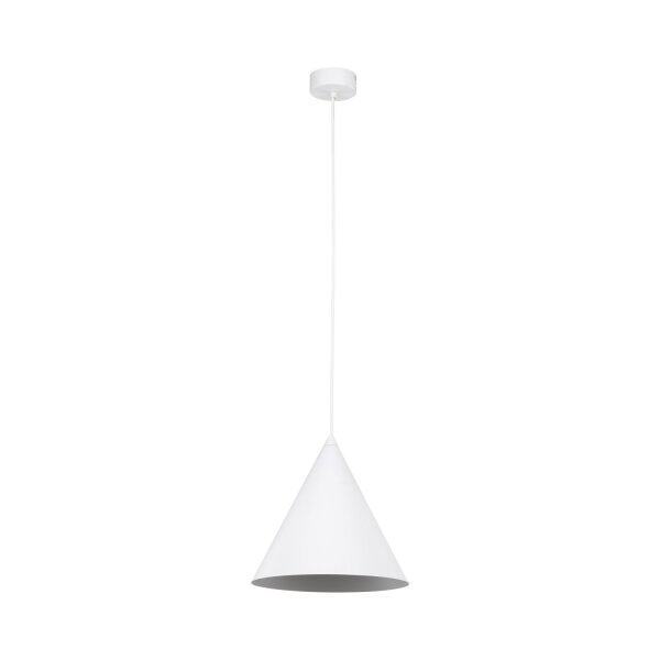 Suspension Blanc Métal Ø 25 cm H : max. 160 cm E27 Retro