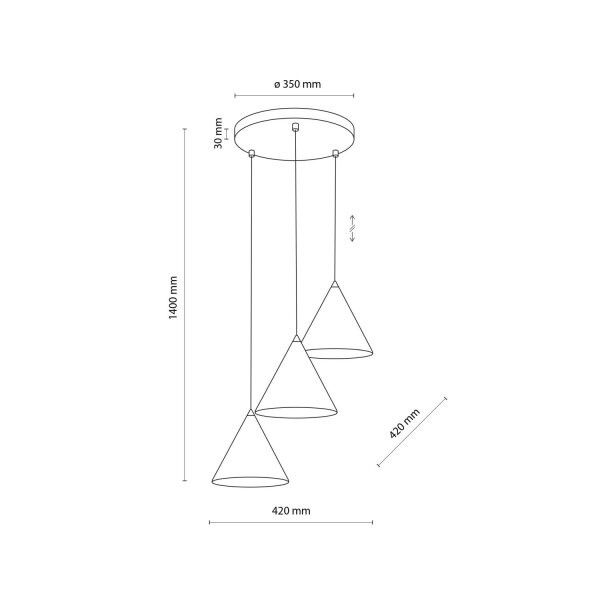 Lampe à suspendre noire ajustable 3 flammes E27 Ø 42 cm CODY