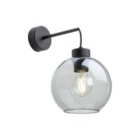 Wandleuchte Rauchglas Metall H: 28 cm E27 Schwarz Graphit