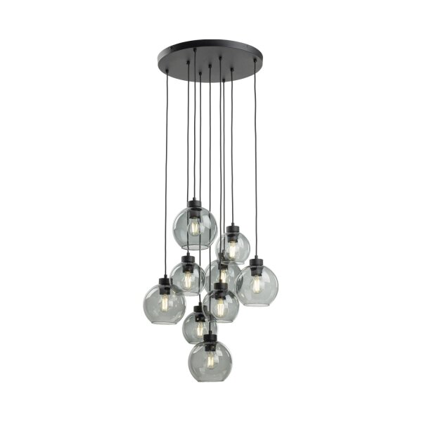 Pendelleuchte Rauchglas Metall H: max. 140 cm 9x E27