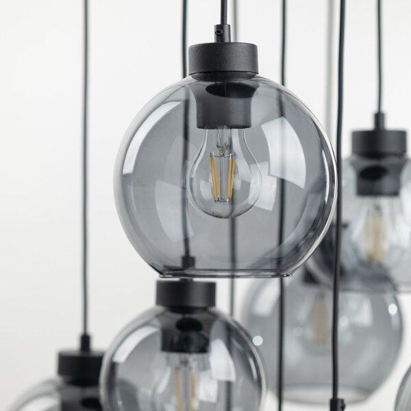 Pendelleuchte Rauchglas Metall H: max. 140 cm 9x E27