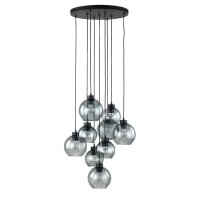 Pendelleuchte Rauchglas Metall H: max. 140 cm 9x E27
