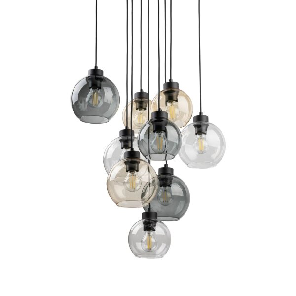 Suspension verre fumé H : max. 140 cm réglable 9x E27
