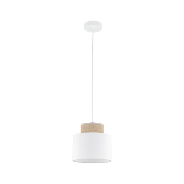 Hängeleuchte Stoff Jute E27 Ø 20 cm H: max. 160 cm Weiß Natur