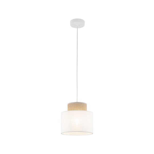 Hängeleuchte Stoff Jute E27 Ø 20 cm H: max. 160 cm Weiß Natur