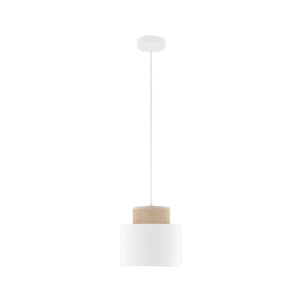 Hängeleuchte Stoff Jute E27 Ø 20 cm H: max. 160 cm Weiß Natur