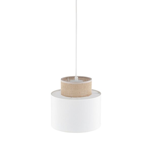 Hängeleuchte Stoff Jute E27 Ø 20 cm H: max. 160 cm Weiß Natur