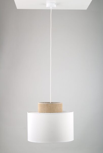 Suspension Tissu Jute E27 Ø 38 cm H : max. 1,7 m Blanc Naturel
