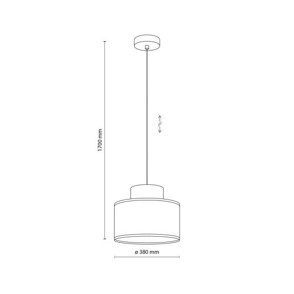 Suspension ronde E27 Ø 38 cm H : max. 170 cm Jute Tissu