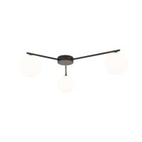 Plafonnier verre métal L : 56,5 cm G9 noir blanc 3...