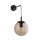 Applique verre fumé H : 45 cm L : 18 cm Abat-jour sphérique métallique E27